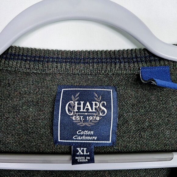 CHAPS RALPH LAUREN Men's Cotton Cashmere Pullover Sweater CHARCOAL GRAY Size XL - Picture 3 of 7